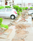 Unfinished work on the widening of roads in front of houses has not only caused inconvenience to residents, but also led to waterlogging at Sector 51, Chandigarh.