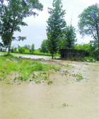 A flooded field at Jhalera village in Una district after heavy rain on Friday.