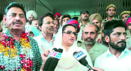 Malerkotla MC chief Mohd Sardar Dara with Congress MLA Razia Sultana after the elections.