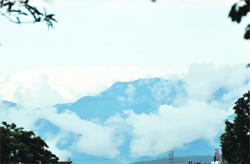 Clouds over Mussoorie after heavy showers in Dehradun on Saturday