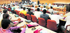 The three-day orientation programme for working journalists underway at Kurukshetra University on Saturday.