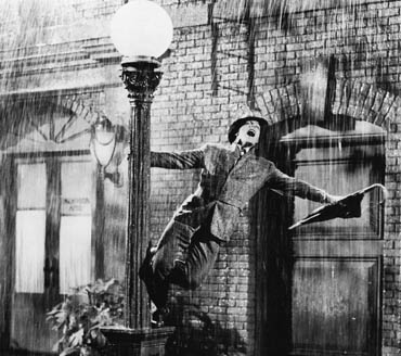 The musical Singin in the Rain is a clear celebration with the exuberant Gene Kelly doing his act