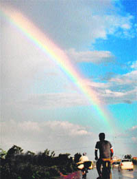 Rainbow greets residents after showers lashed the tricity