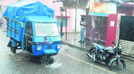 A waterlogged road in Ward No 19. 