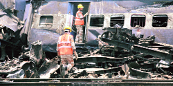 Another damaged carriage after the July 10 Fatehpur mishap.