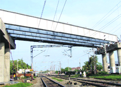 The under-construction railway overbridge at Sirhind