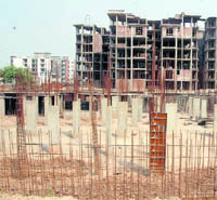 Construction work put on hold at a project site in Zirakpur