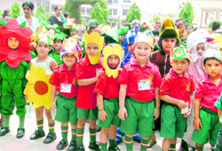 Children participate in a rally at Greenland Public School in Ludhiana on Monday