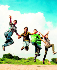 Boys seem to be making the most of a pleasant Tuesday evening in Chandigarh