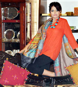 A model on the ramp during a function in Gurgaon. 