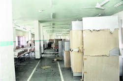 Equipment lying on the newly constructed third floor of Doon Hospital.