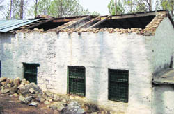 A damaged building of a school in Pithoragarh district.