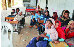 Students in a school in Mewat district
