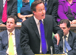 A TV grab shows Britain's Prime Minister David Cameron as he makes a statement on phone hacking inside the House of Commons in London on Wednesday. 