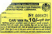 A slip of the MC parking under the Elevated road at Ludhiana which is supposed to charge just Rs 10. Instead Rs 20 is being charged. 