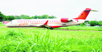 The Air India plane at Kanpur airport on Wednesday. 
