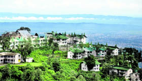 A view of Mussoorie with the Doon valley in the background.