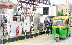 A view of Laxmi Service Station, which is the only filling station selling LPG in Ludhiana. 