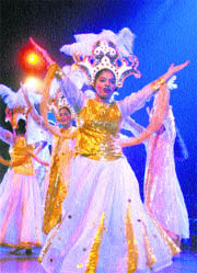 Young artistes perform during the Children International Festival at the Tagore Theatre, Chandigarh, on Friday