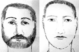 The two sketches of the suspects, involved in crimes at Rishi Nagar, released by the police.