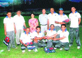 The BHEL shooting ball team that has won third time consecutively the All-India BHEL Shooting Ball Championship in Hyderabad, at Haridwar