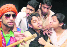 A scene from a play, Lekhak, being staged at Natrangs Sunday Theatre in Jammu
