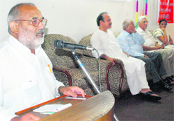 A speaker at a seminar on Challenges to freedom of expression organised by the Forum for Democratic Rights in Jammu on Sunday