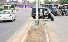 A gap in the central verge of a divider at Sarinh village poses a risk to the lives of commuters. 