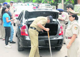 The first day at the Sector-10 DAV College began with a brawl, leading to checking of cars outside the college gate, in Chandigarh 