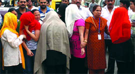 The arrested girls at the Saket court in New Delhi on Monday.