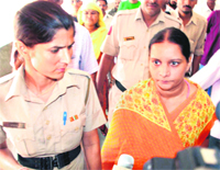 Neeti Aggarwal being taken to a court in Gurgaon on Tuesday.