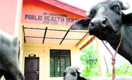 A closed health centre that was constructed by the Army at Khardi Karmarda is being used for storing fodder and agricultural implements.
