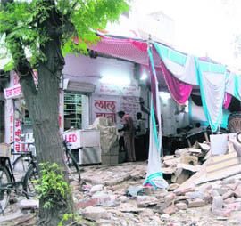 A portion of a park near Sunet village encroached upon by a liquor vend contractor.
