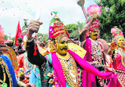 Pro-Telangana activists hold a demonstration in Hyderabad on Tuesday