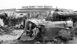 Labourers have put up tents outside the Paras Down Town Square in Zirakpur, but the authorities have turned a blind eye to the violation