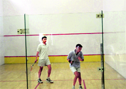 A match in progress in the inter-house Squash Championship at the RIMC in Dehradun