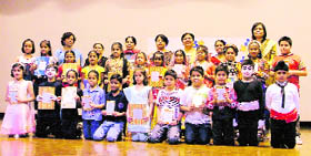 The winners of a Talent Hunt with their certificates at KVM School in Ludhiana.