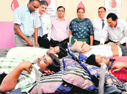 A blood donation camp under way at Government Model High School, Sector 41, Chandigarh. 
