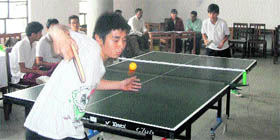 Players in action in the MSA Inter-school Table Tennis Tournament in Mussoorie on Saturday.