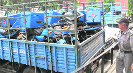 Two-wheelers of various food outlets which were impounded by the Municipal Corporation in Chandigarh on Sunday. 