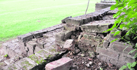 Broken stands at the football stadium in Sector 17.