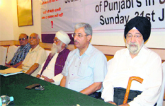 Members of the Uttarakhand Punjabi Krantikari Morcha at a function in Dehradun on Sunday. 
