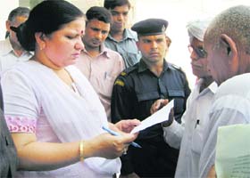 Geeta Bhukkal, Education and Social Justice and Empowerment Minister, listens to people's grievances at Jhajjar on Sunday