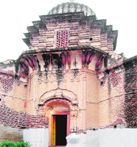 Dome-like structure of one of the four temples of Panj Temple at Fatehgarh Churian near Amritsar