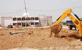 A view of the under-construction R&V NCC Academy at village Ghudda in Bathinda district on Monday