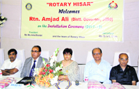Anita Bhandari (centre) has been installed as the first woman president of Rotary Club Hisar.