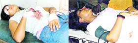 Two injured girls admitted to a private hospital near Mullanpur Dhaka on Monday