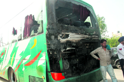 A bus that caught fire at Kharar on Tuesday