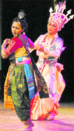 Artistes enact a dance-drama Chitrangda on the 150th anniversary celebrations of Rabindranath Tagore at the Tagore Theatre, Chandigarh, on Tuesday