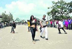 Actors during the shooting of Punjabi album Someone Special on the Ridge in Shimla on Tuesday